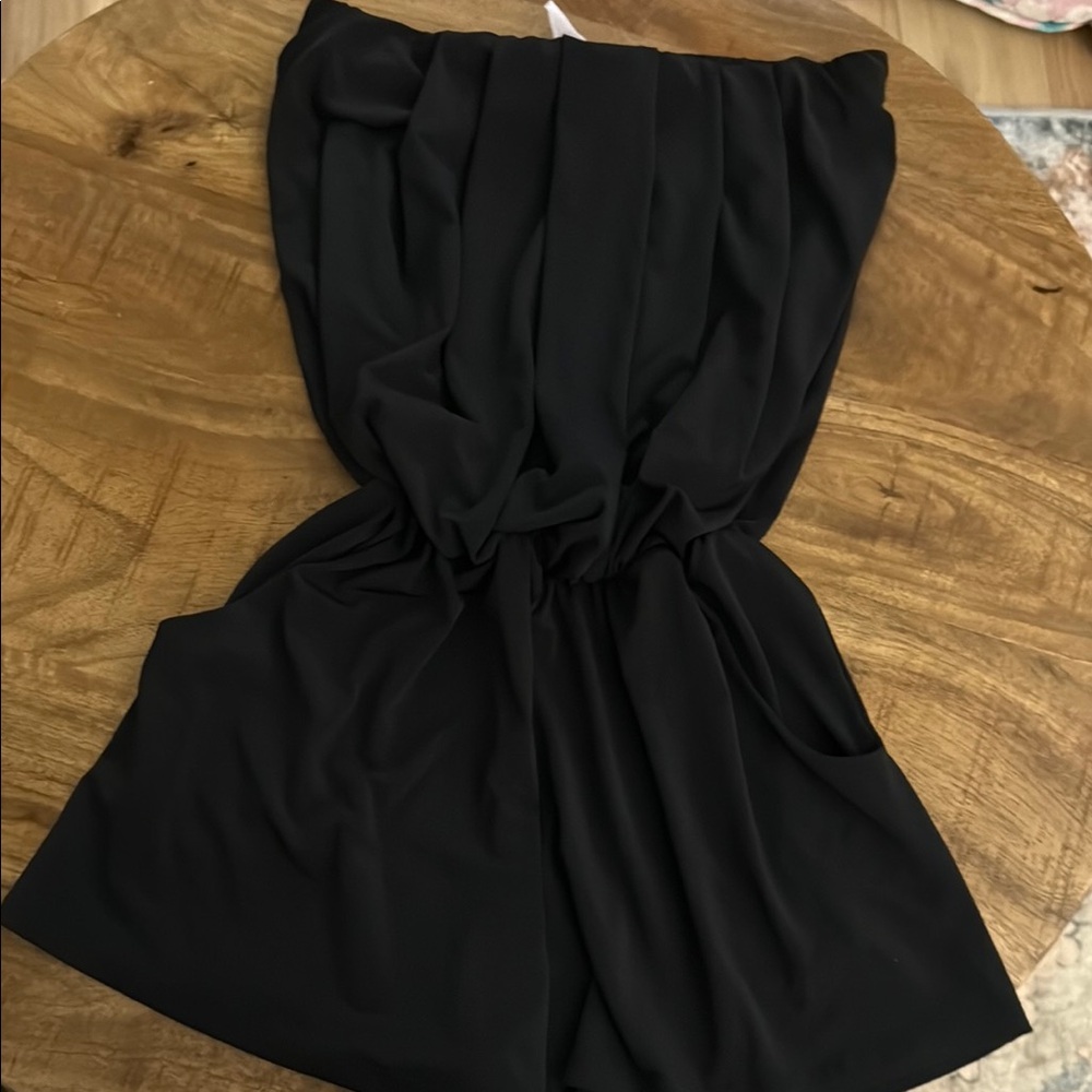 Elegant Black Strapless Romper